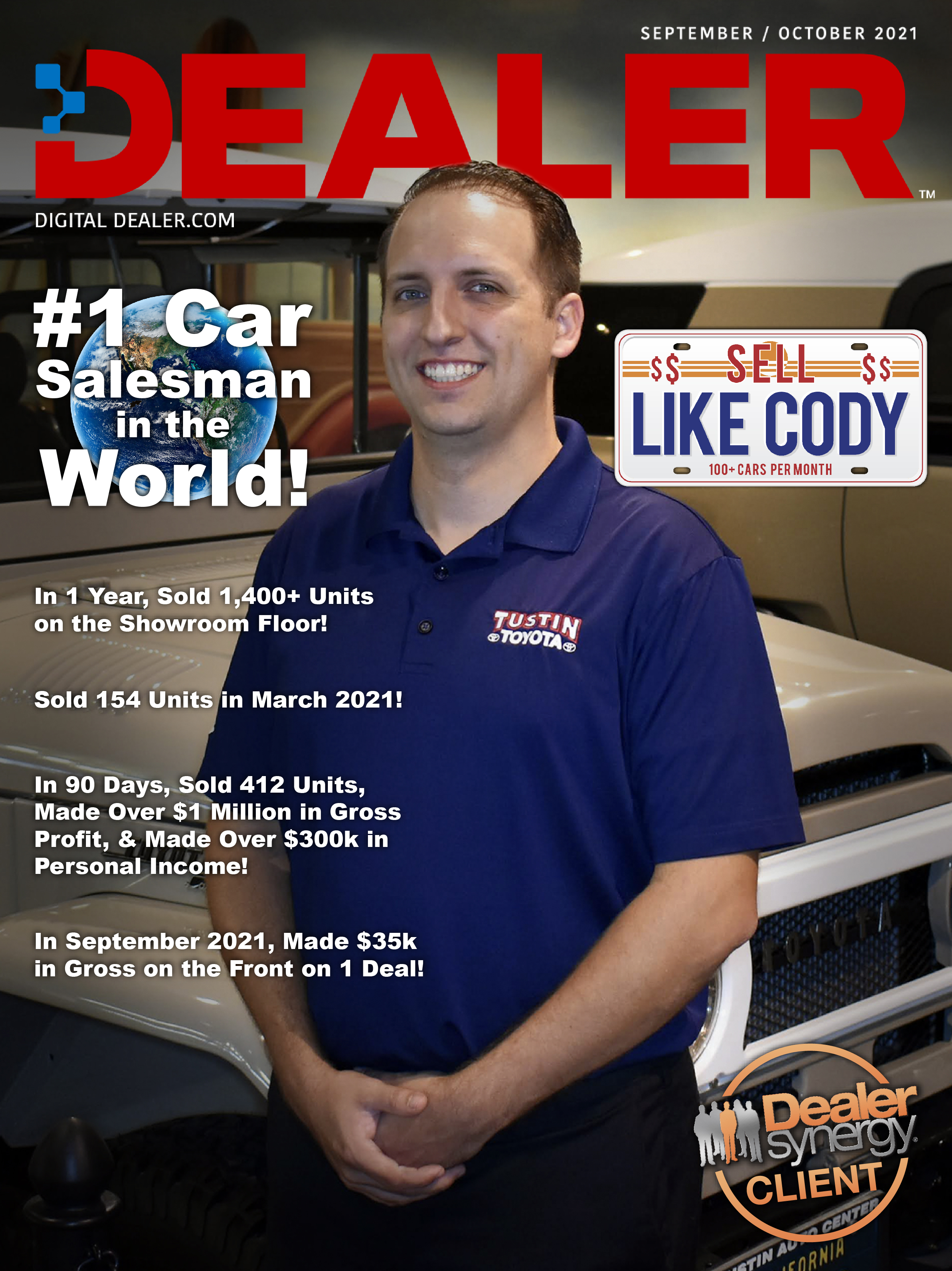 Cody Carter on the cover of Dealer Magazine